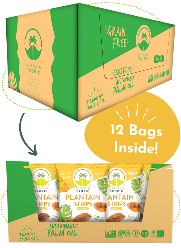 Picture Showing a Box of Artisan Tropic With Text Explaining There Are 12 Bags in the Box